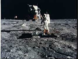 An Apollo 11 astronaut on moon