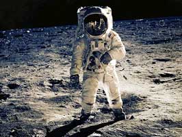 Astronaut Buzz Aldrin walking on moon